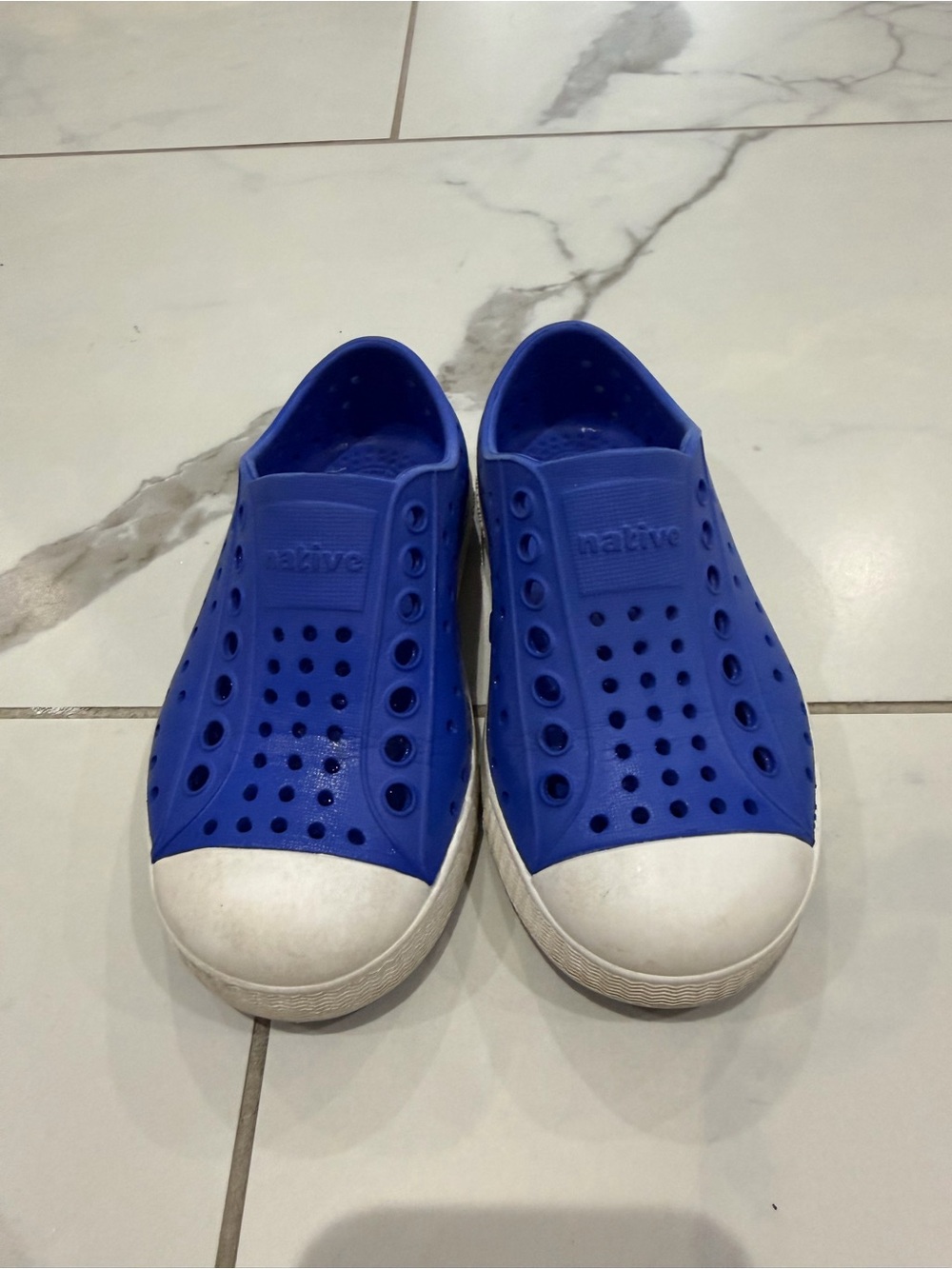 Native Kids Water Shoe Slip-On in Royal Blue with White Toe